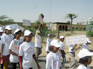 Child Club members campaining for education